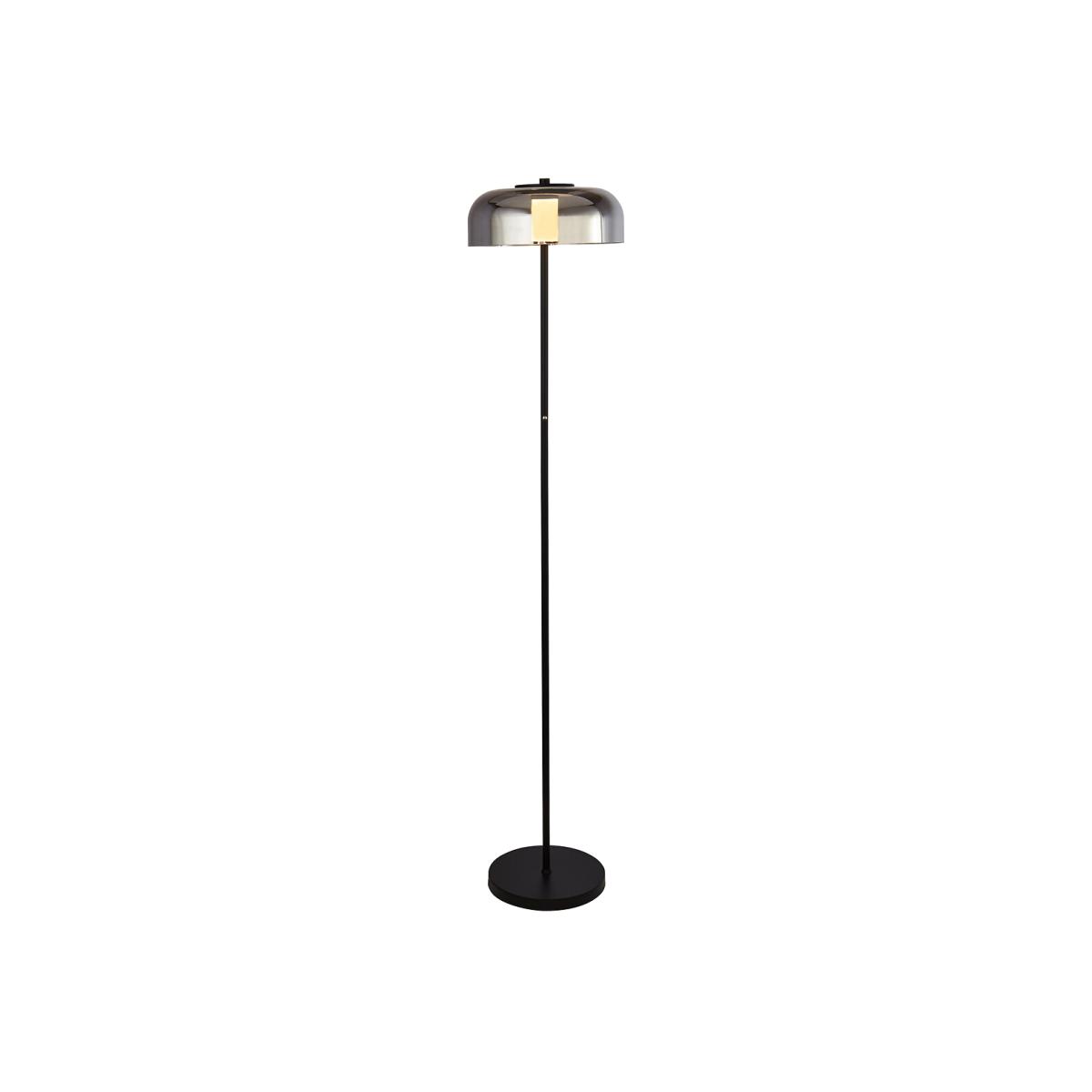 Smoked Glass Led Dome Floor Lamp with Black Metal Base – image 1