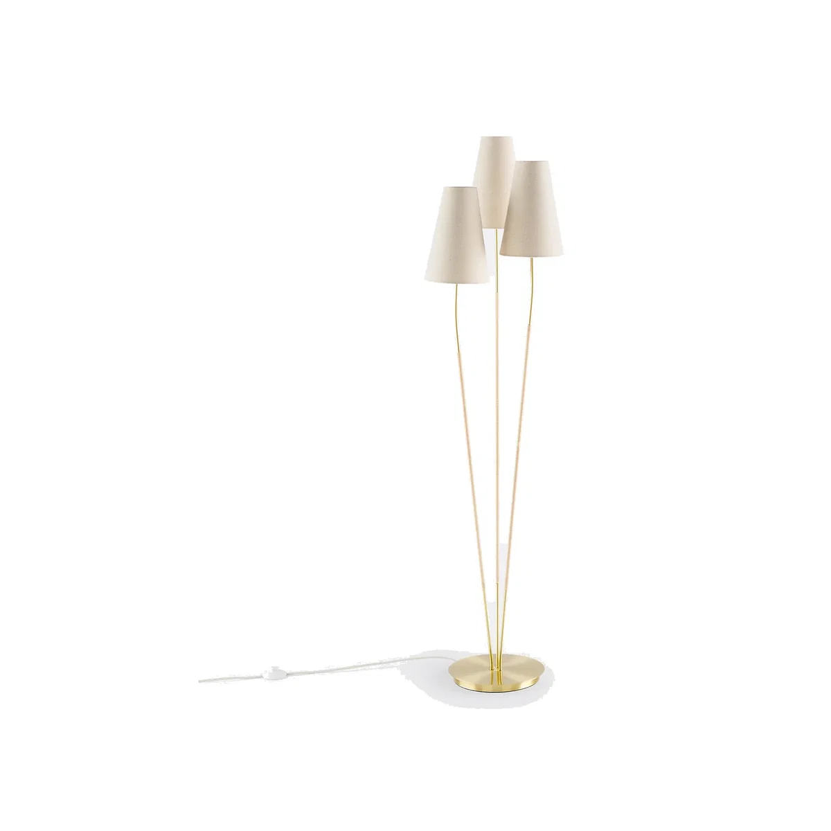Amaya Brass, Linen & Rattan Triple Floor Lamp – image 1