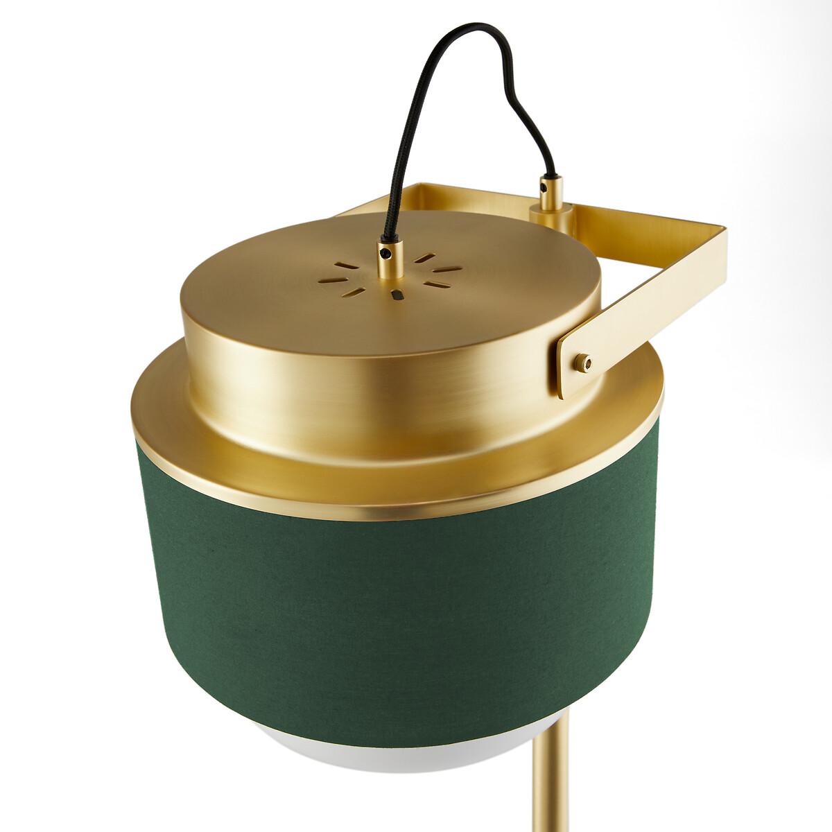 Opaline Glass, Cotton & Brass Adjustable Floor Lamp – image 3