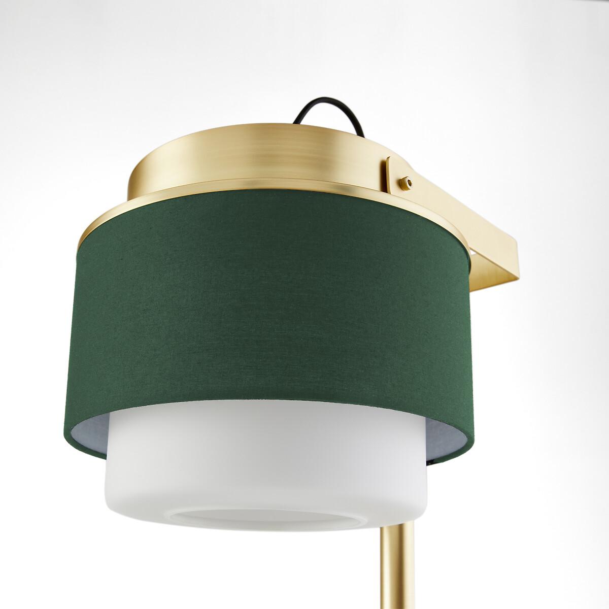 Opaline Glass, Cotton & Brass Adjustable Floor Lamp – image 4