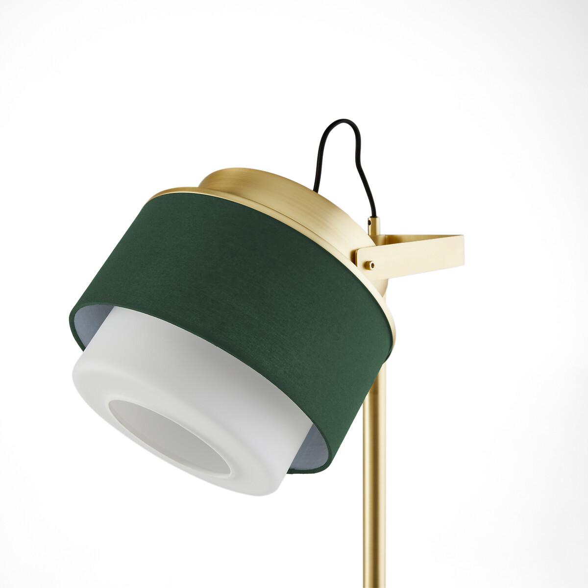 Opaline Glass, Cotton & Brass Adjustable Floor Lamp – image 5