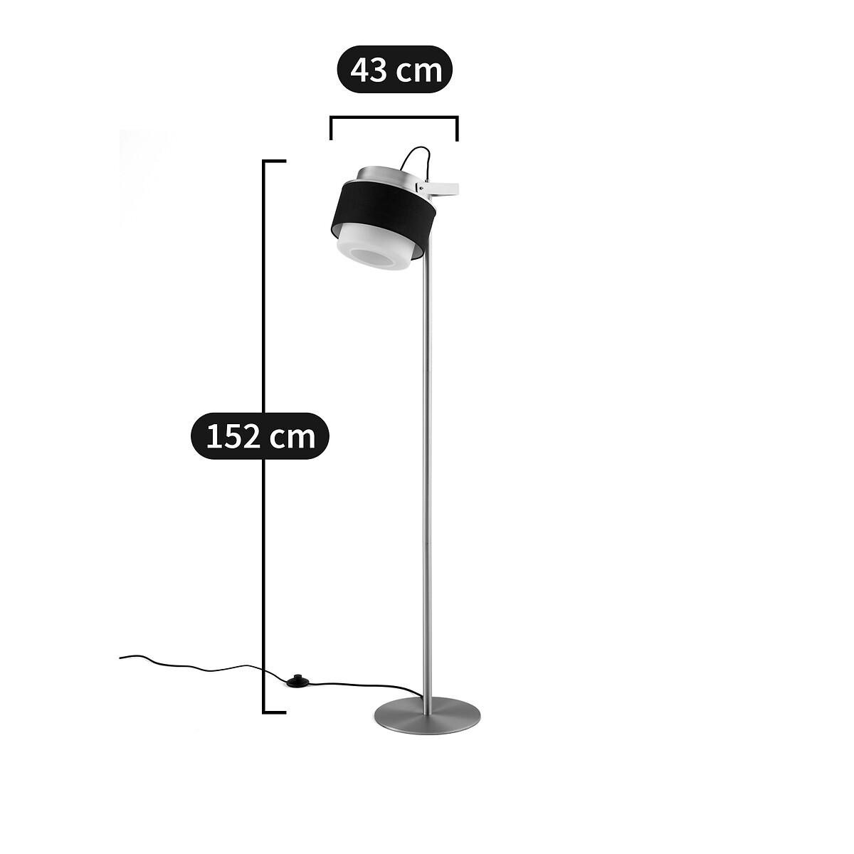 Opaline Glass, Cotton & Brass Adjustable Floor Lamp – image 7