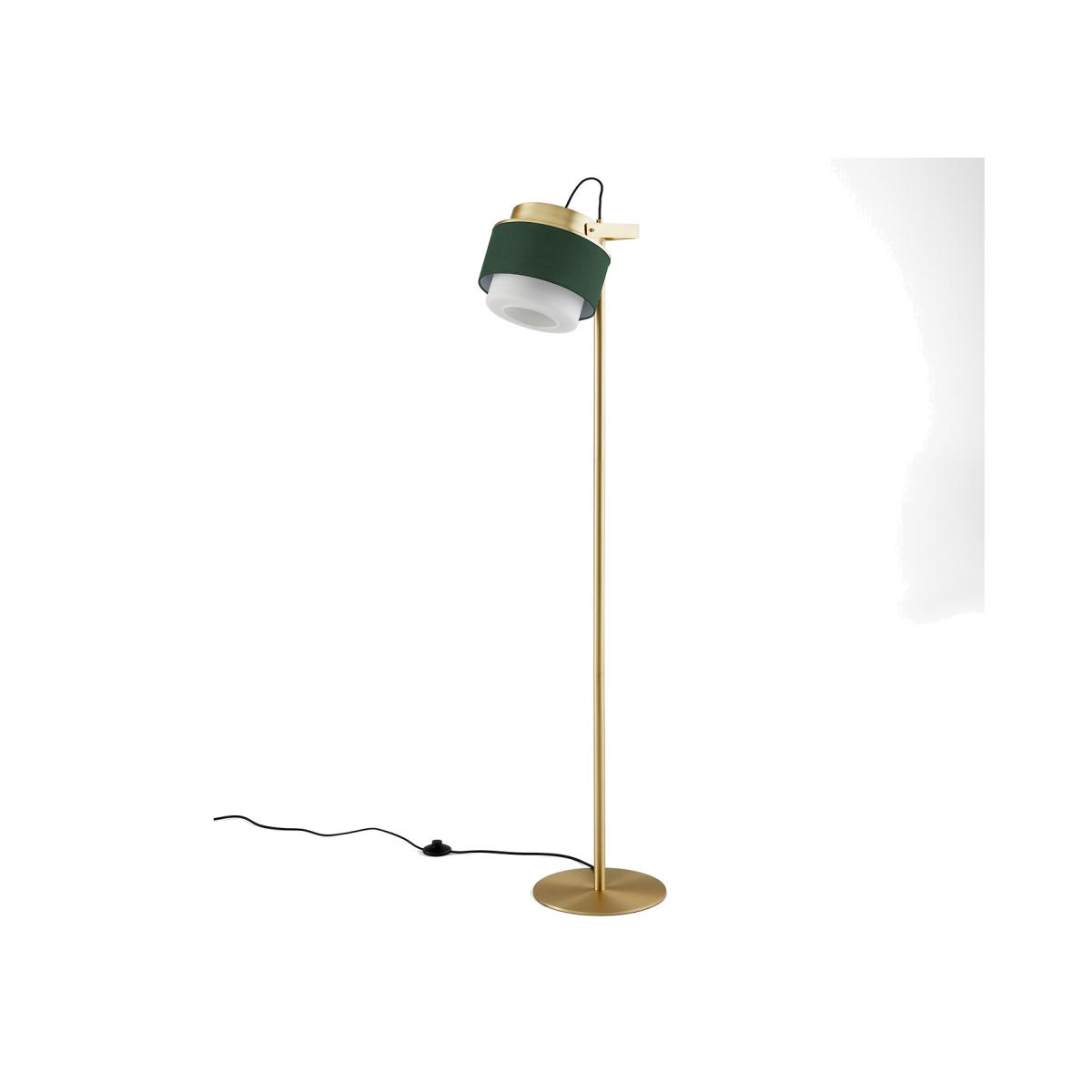 Opaline Glass, Cotton & Brass Adjustable Floor Lamp – image 1