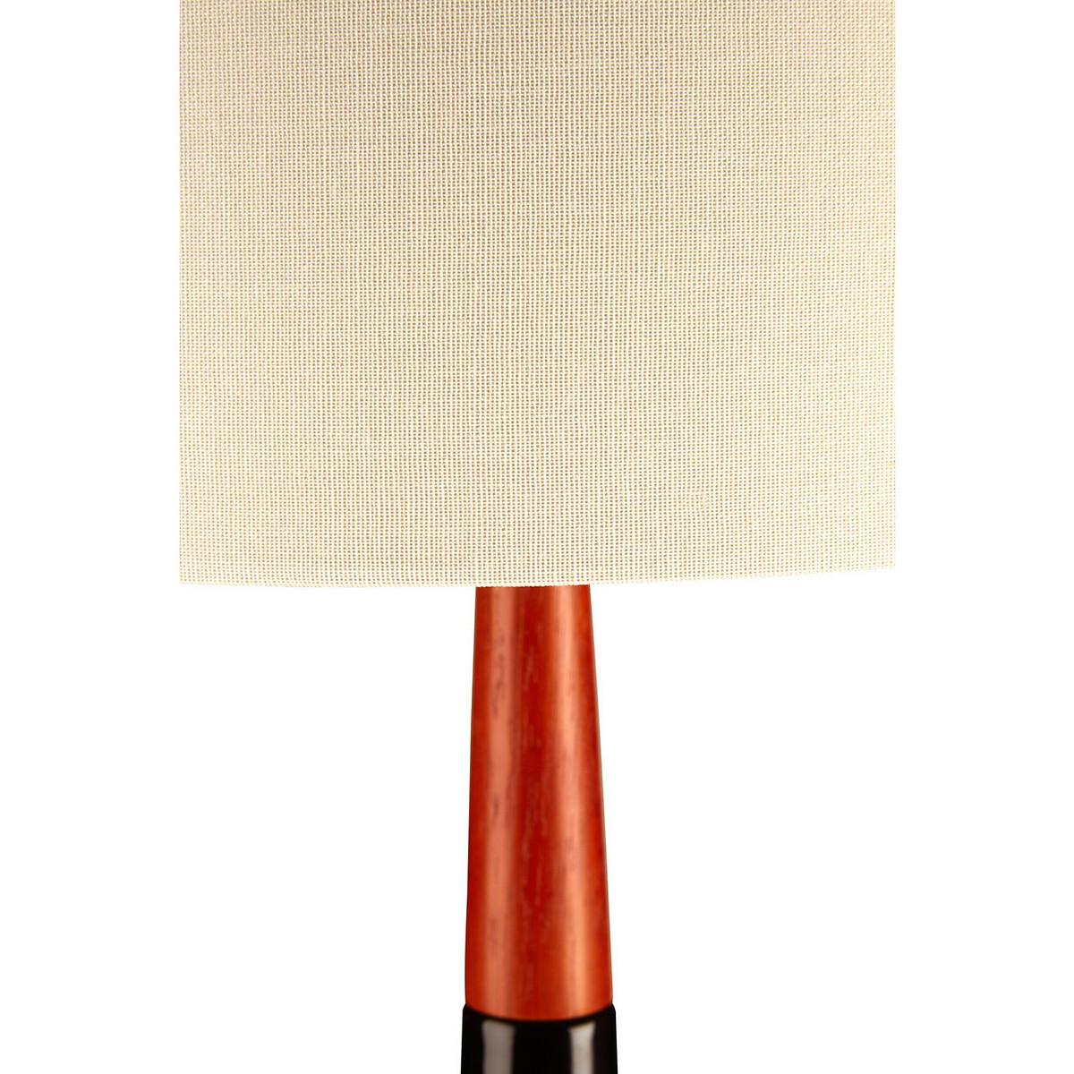 Black Ceramic and Wood White Linen Shade Table Lamp – image 2