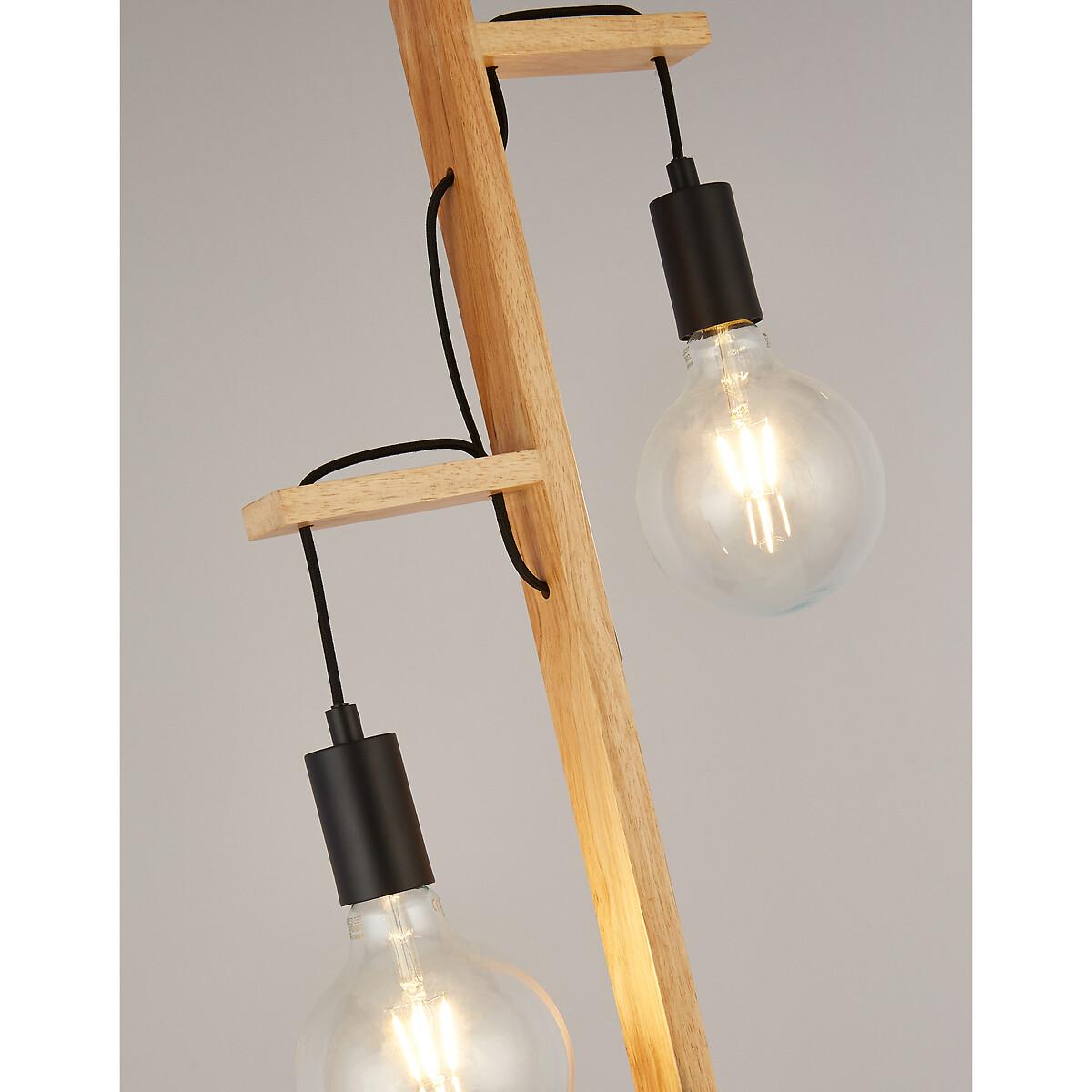 Ash Wood Floor Lamp with 2 Hanging Bulbs – image 3