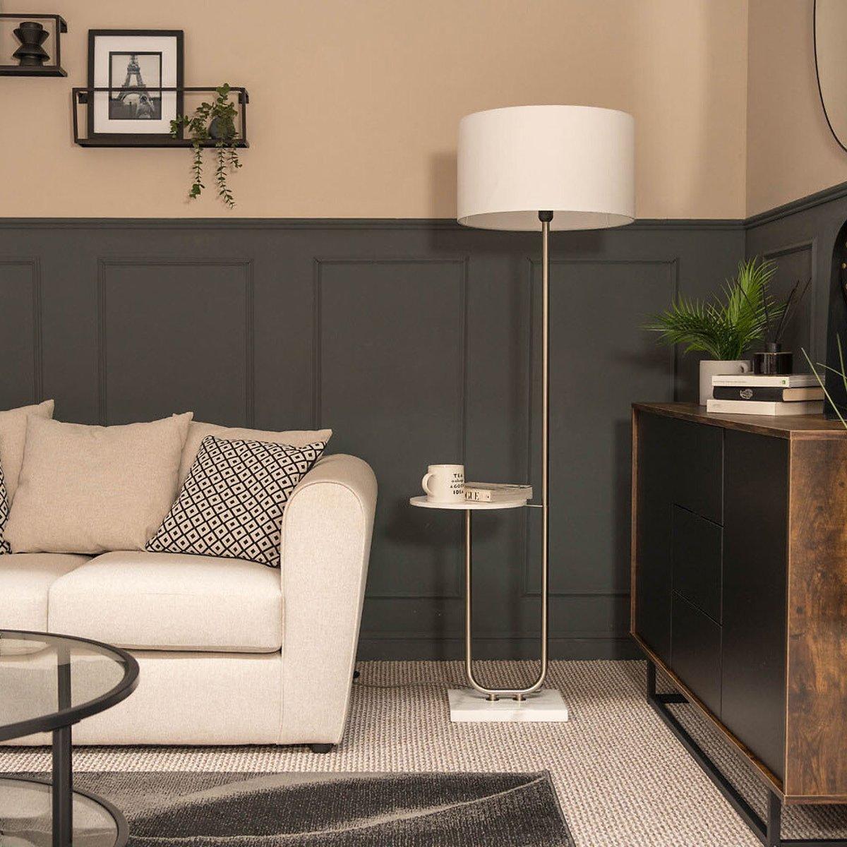 Floor Lamp with Table with Large Shade – image 1