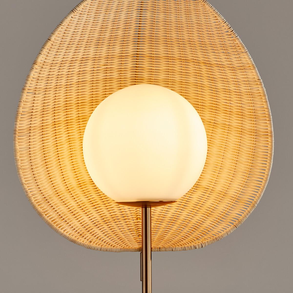 Javana Opaline Floor Lamp in Rattan/Travertine – image 4