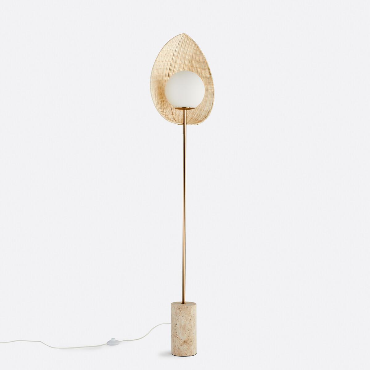 Javana Opaline Floor Lamp in Rattan/Travertine – image 7