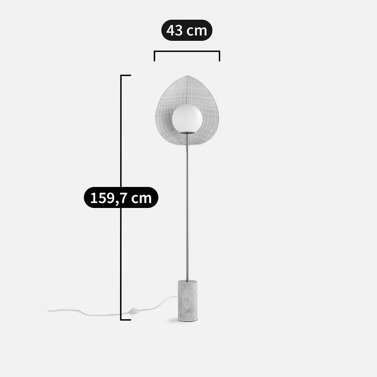 Javana Opaline Floor Lamp in Rattan/Travertine – image 8