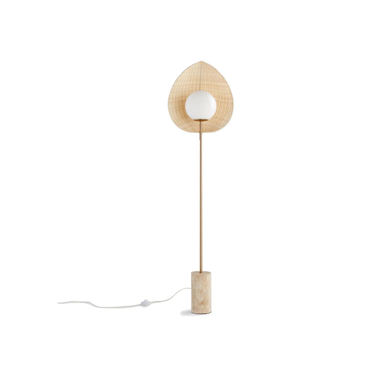 Javana Opaline Floor Lamp in Rattan/Travertine – image 1