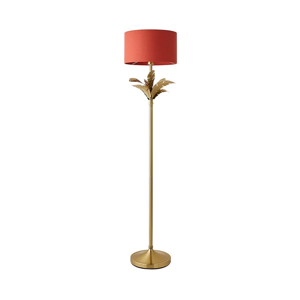 Gold Palm Leaf Floor Lamp with Fabric Drum Shade – image 6