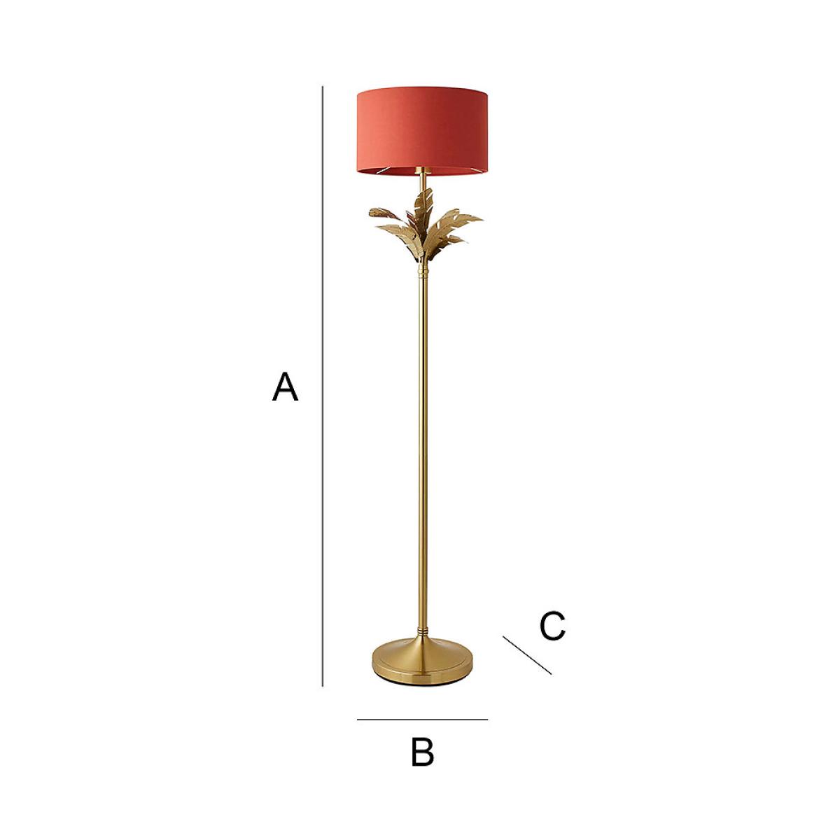 Gold Palm Leaf Floor Lamp with Fabric Drum Shade – image 7