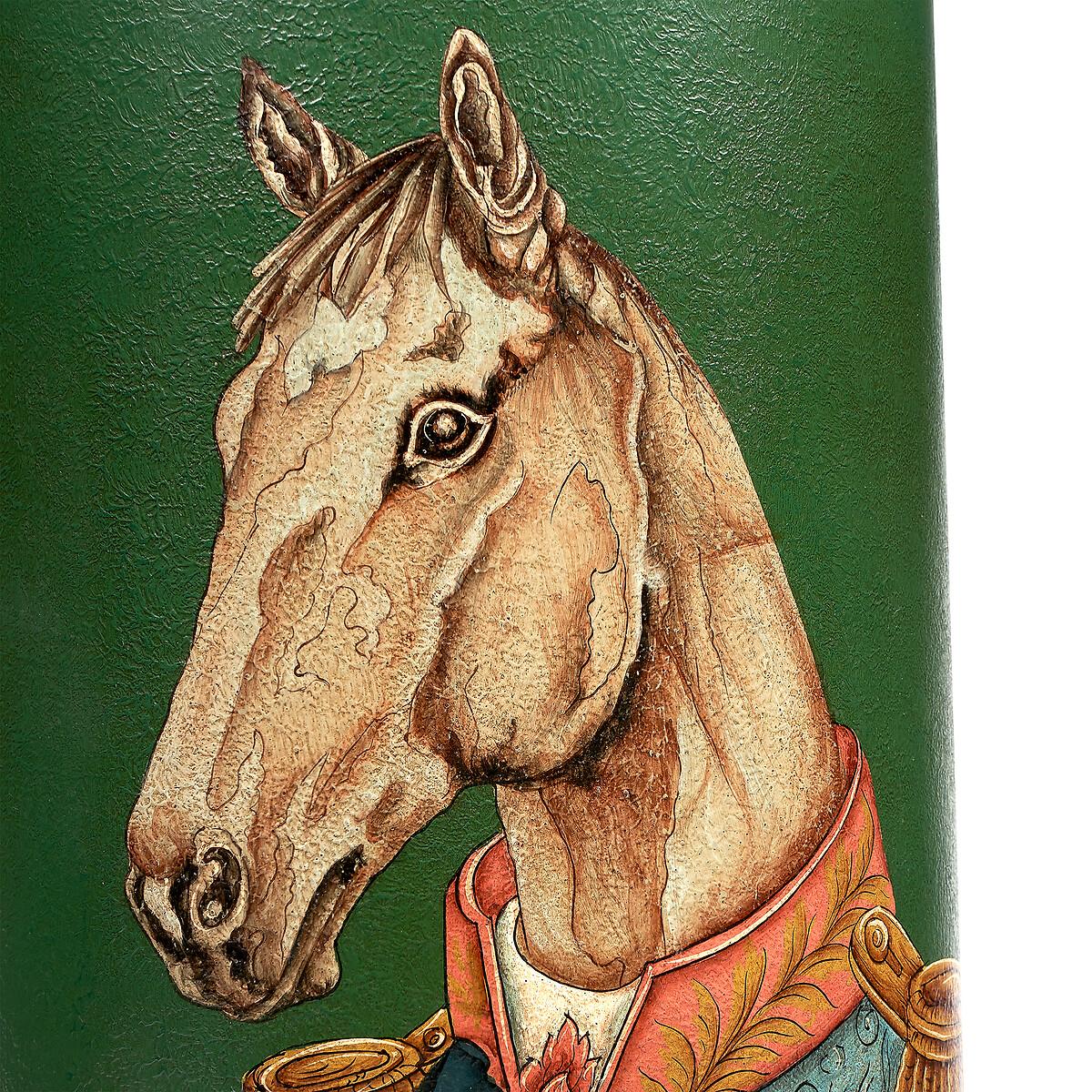 Horse Design Green Hand Painted Metal Table Lamp Base – image 3