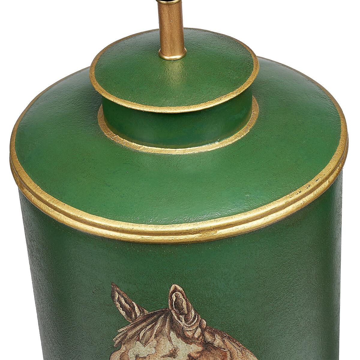 Horse Design Green Hand Painted Metal Table Lamp Base – image 4