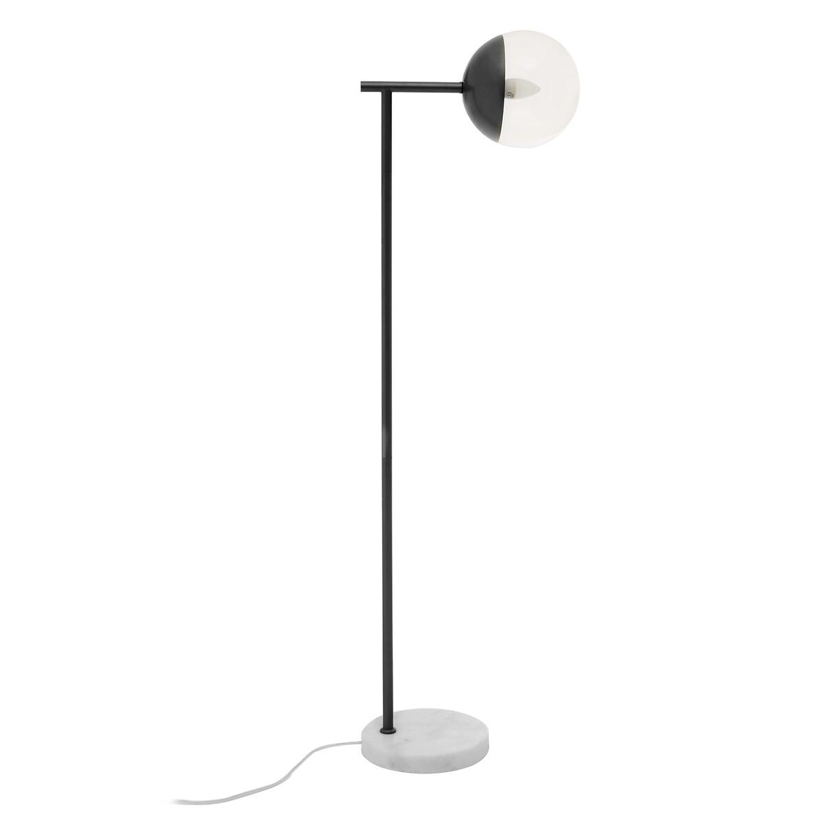 128cm Globe Black Metal Floor Lamp with Marble Base – image 2