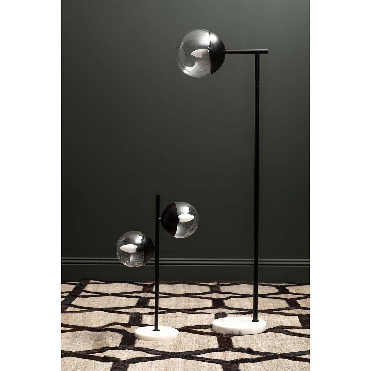 128cm Globe Black Metal Floor Lamp with Marble Base – image 7