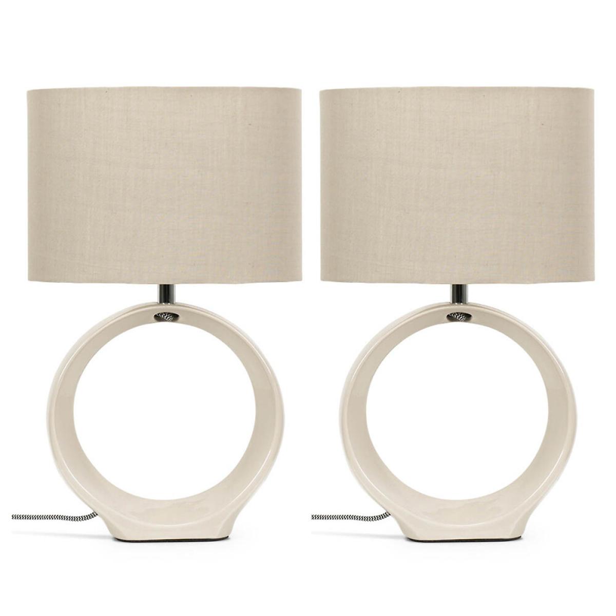 Set of 2 of Natural Ceramic Table Lamps – image 5