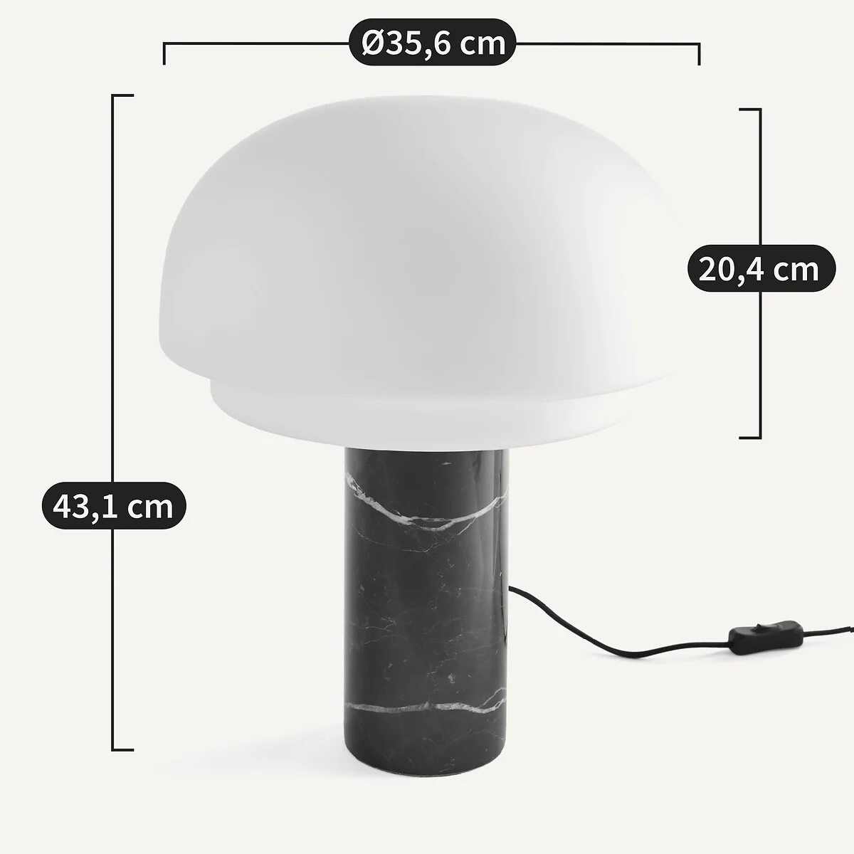 Agathilda Table Lamp in Opaline and Marble Height 43.1cm – image 7