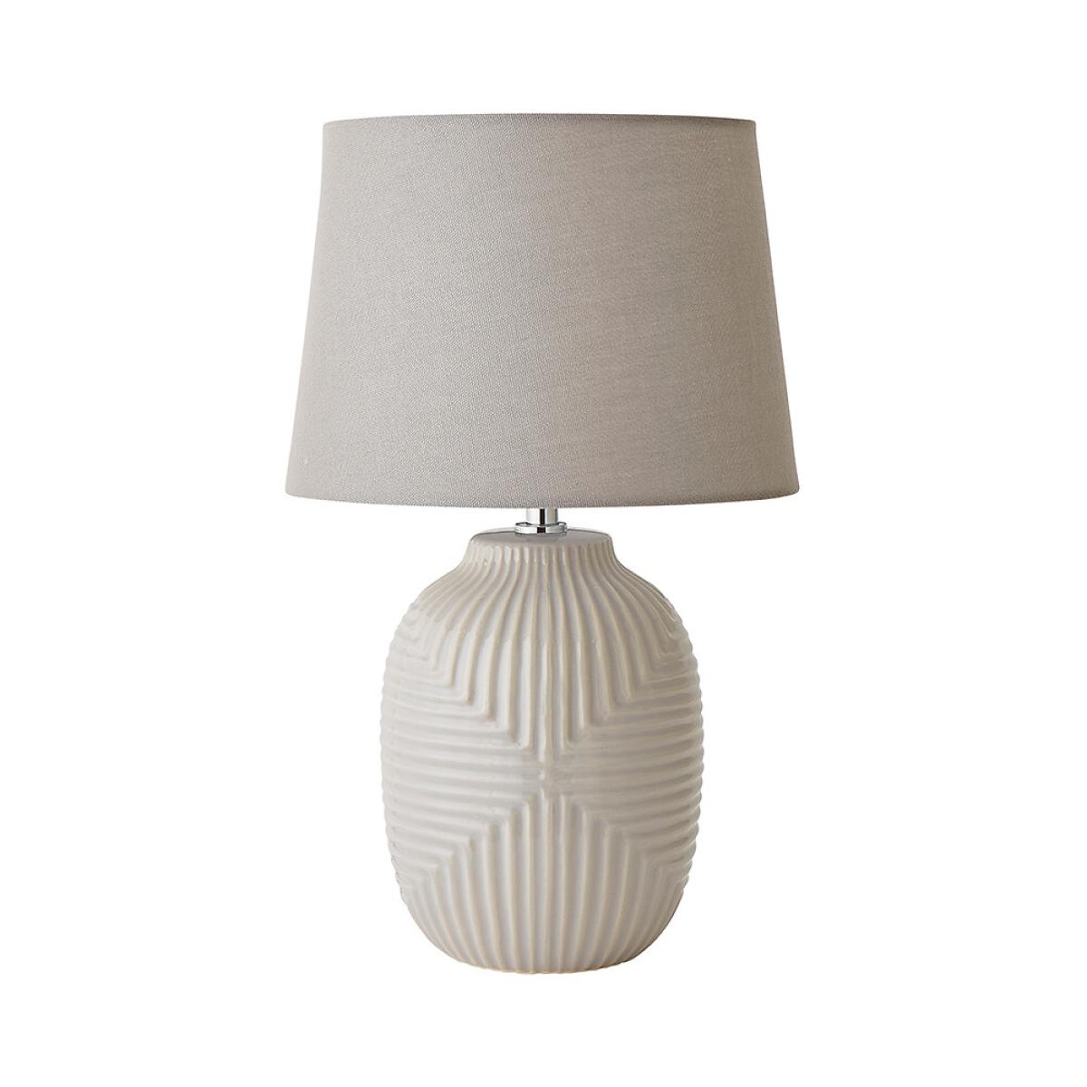 Medium Geometric Ribbed Gloss Table Lamp with Tapered Shade – image 6
