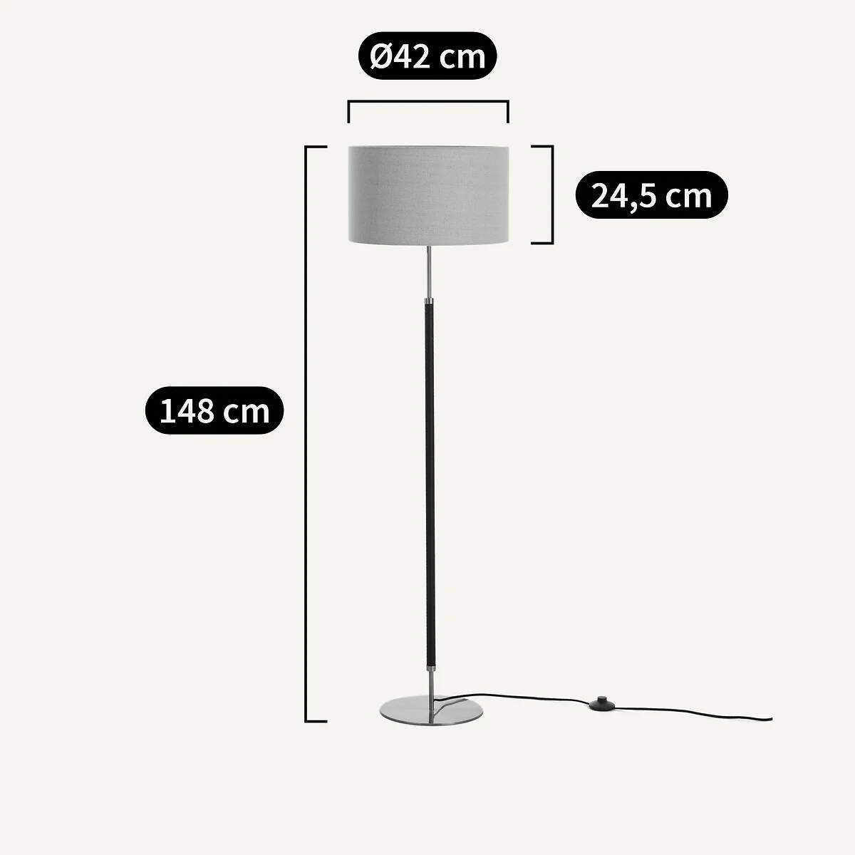 Jihana Brass Metal & Linen Floor Lamp – image 7