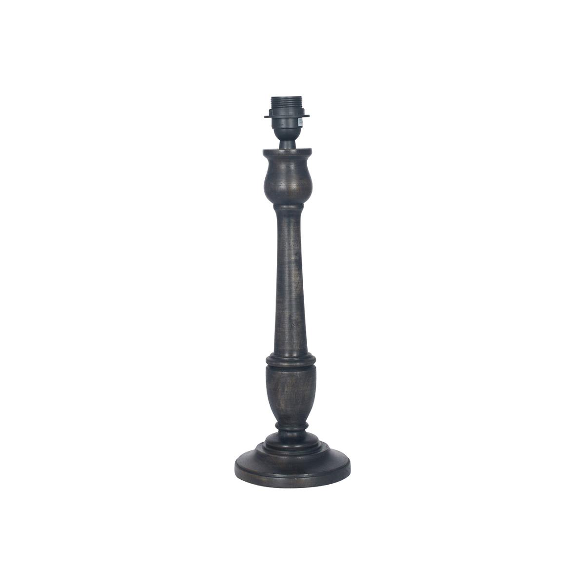 Antique Black Candlestick Wood Table Lamp Base