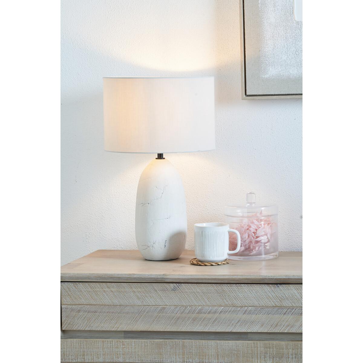 White Vintage Textured Ceramic Table Lamp – image 2