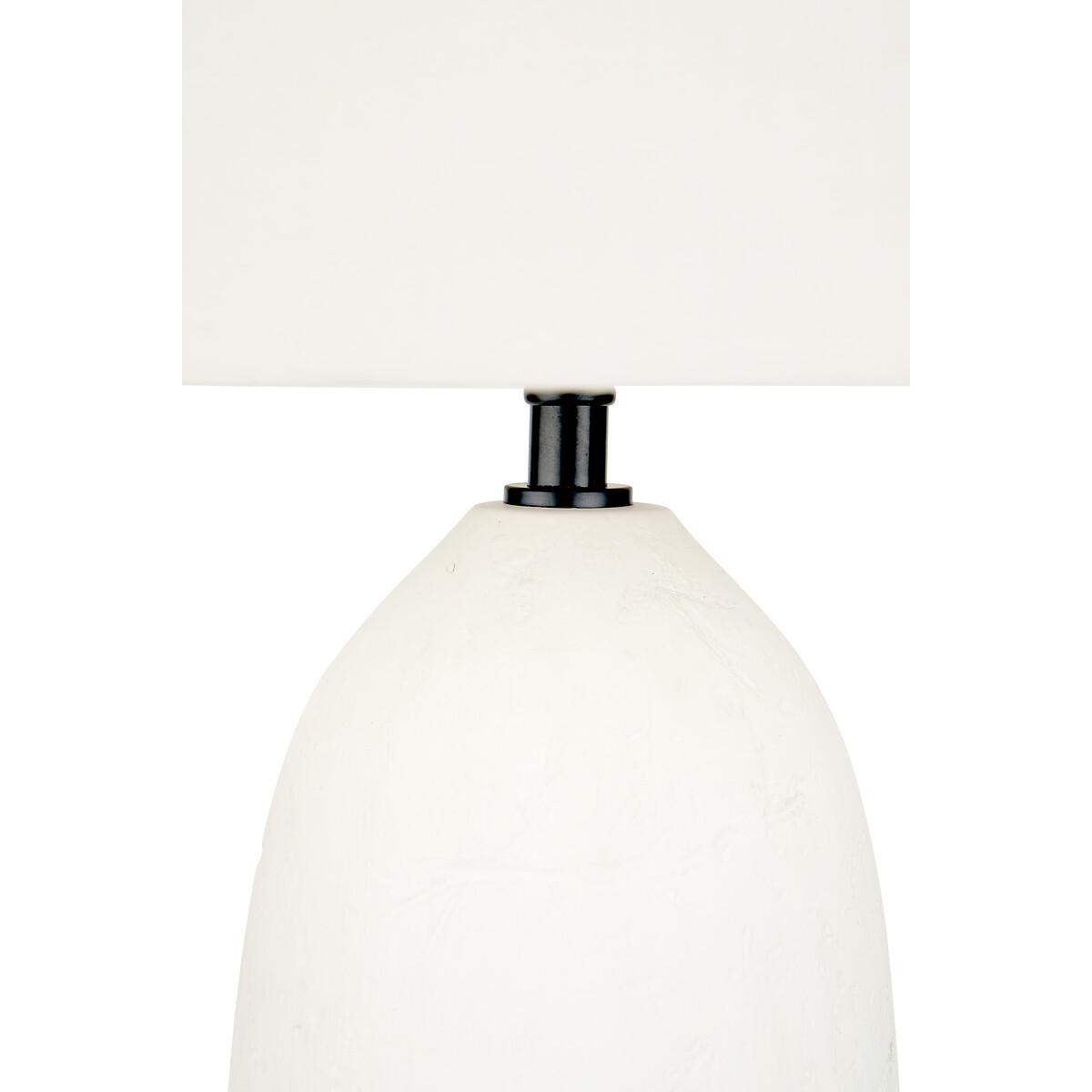 White Vintage Textured Ceramic Table Lamp – image 4