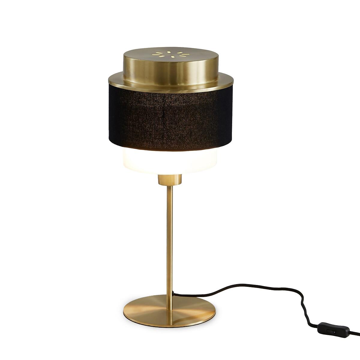 Brass, Opaline & Cotton Table Lamp – image 2