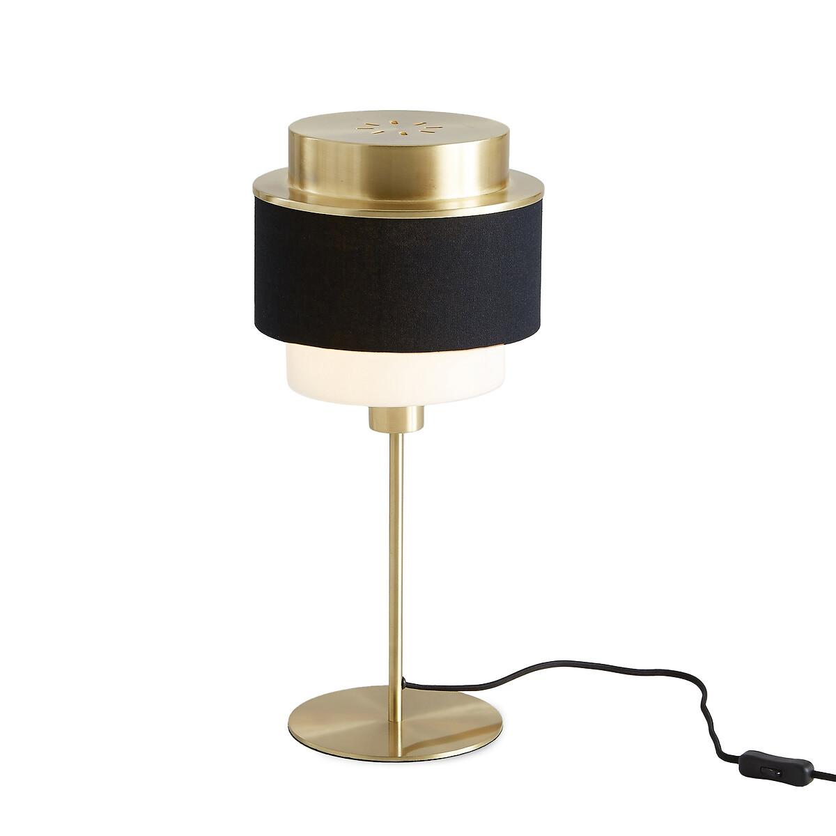 Brass, Opaline & Cotton Table Lamp – image 3