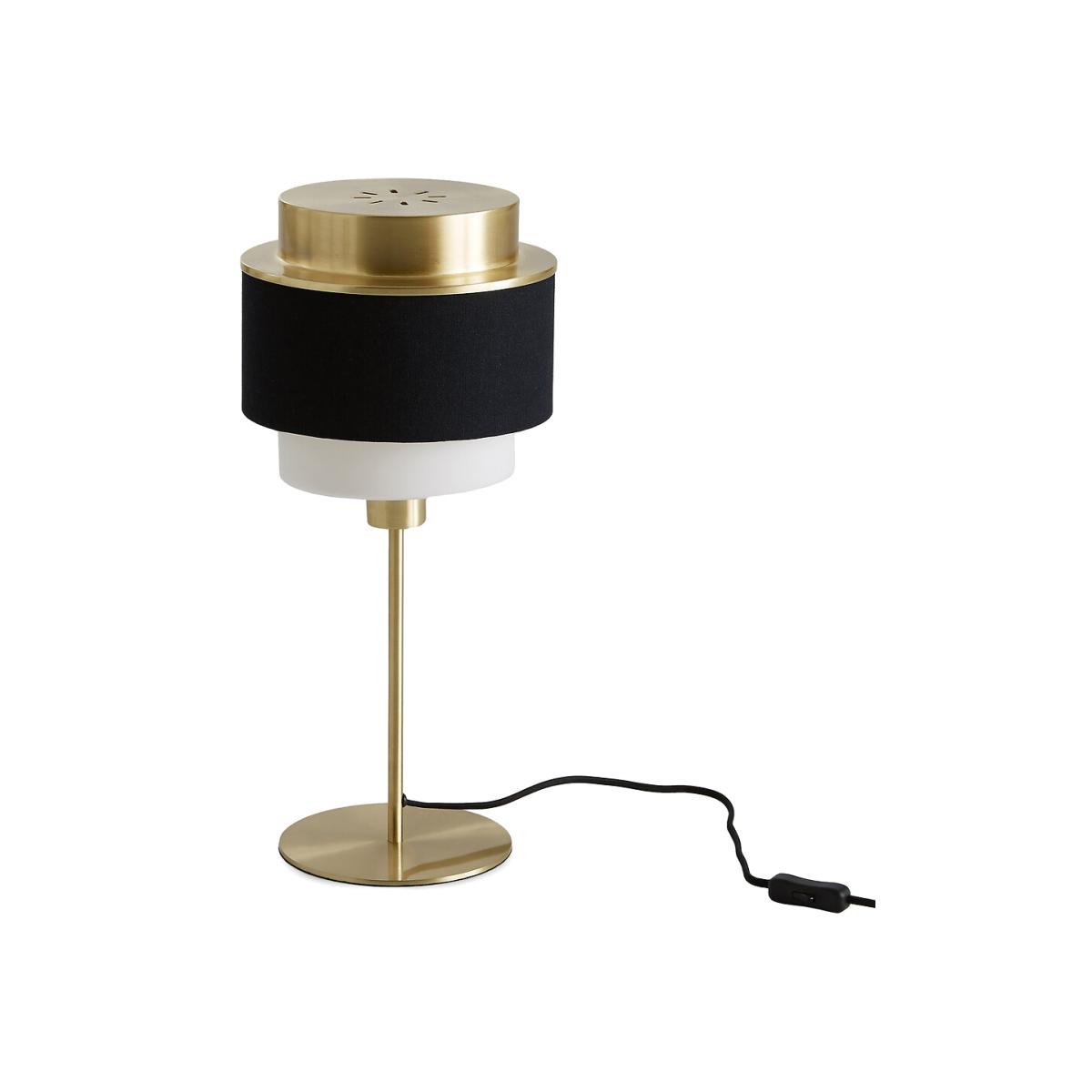 Brass, Opaline & Cotton Table Lamp – image 1