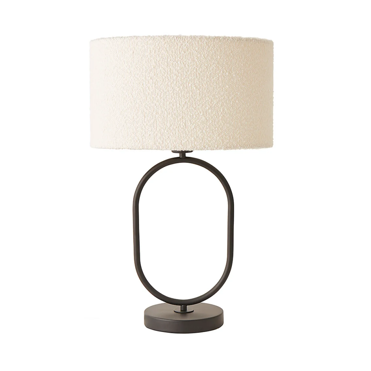 Aubrey Matte Black Oval Table Lamp with Boucle Drum Shade – image 6