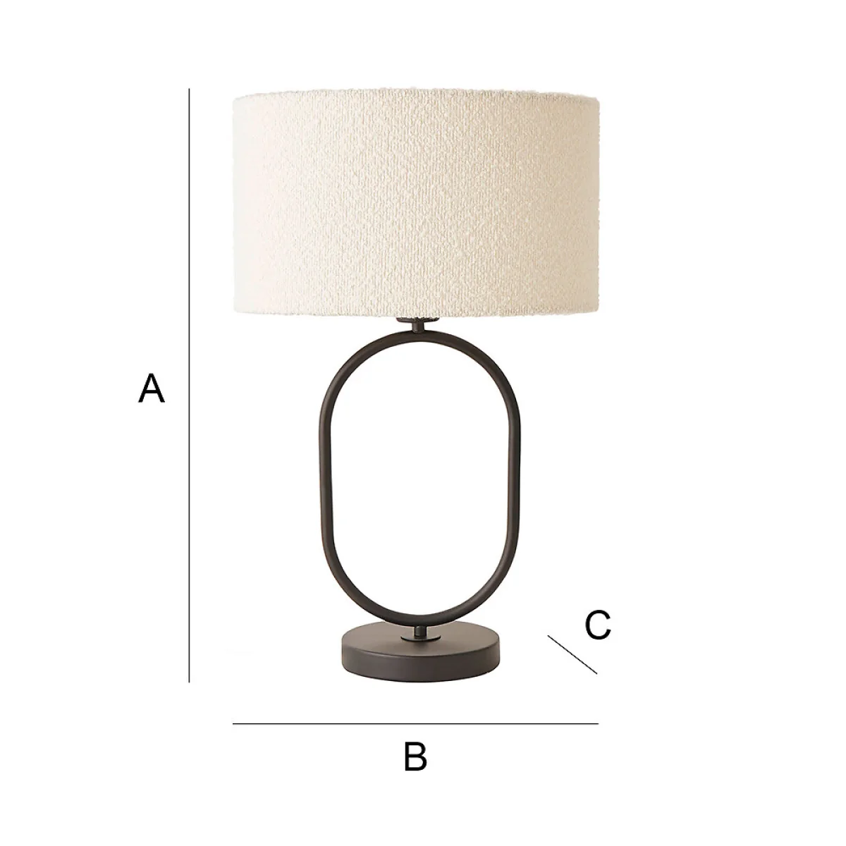 Aubrey Matte Black Oval Table Lamp with Boucle Drum Shade – image 7
