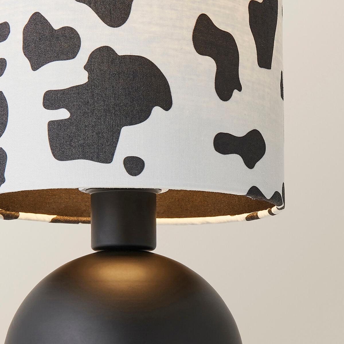 Matte Black Table Lamp with Cow Print Shade – image 3