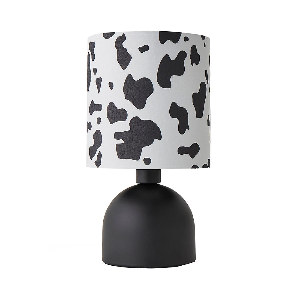 Matte Black Table Lamp with Cow Print Shade – image 5