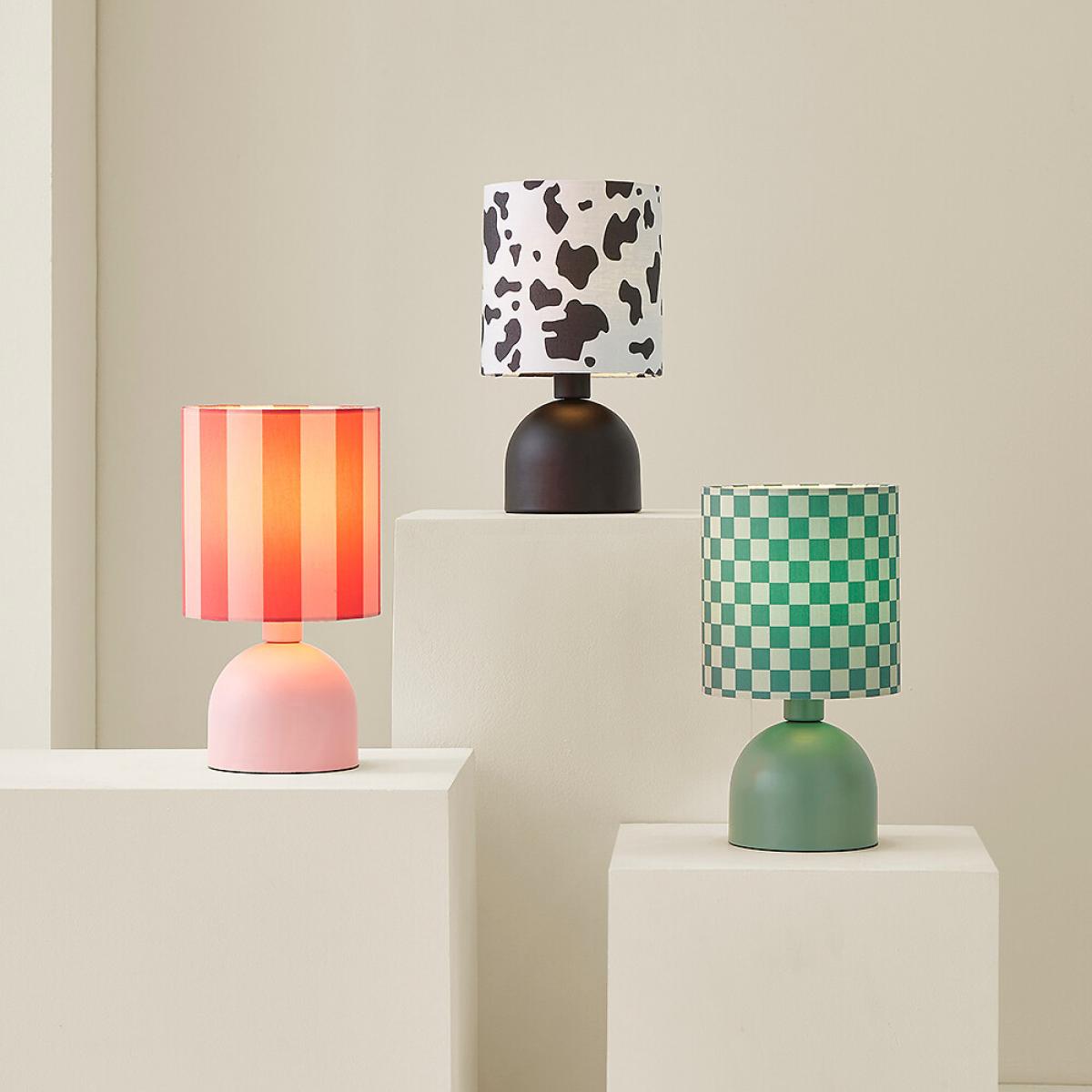 Matte Black Table Lamp with Cow Print Shade – image 7