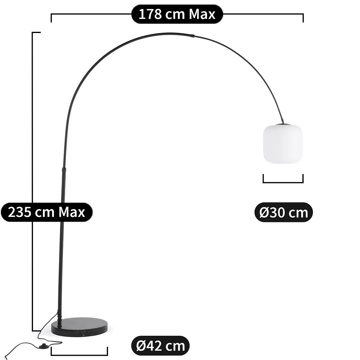 Elita Marble & Opaline Arch Floor Lamp – image 5