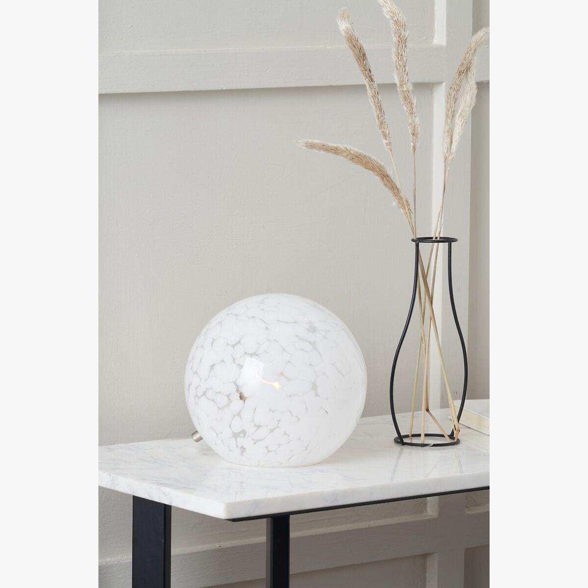 Speckled White Glass Spherical Table Lamp – image 1