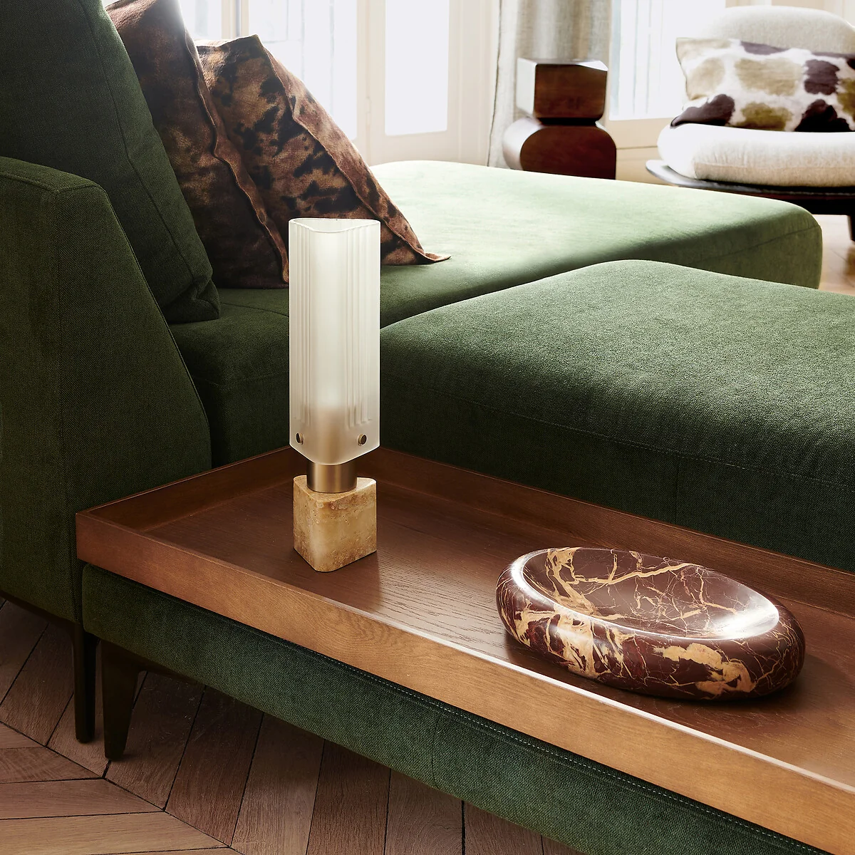 Strozzi Glass/Travertine Lamp, Designed By Emmanuel Gallina – image 2