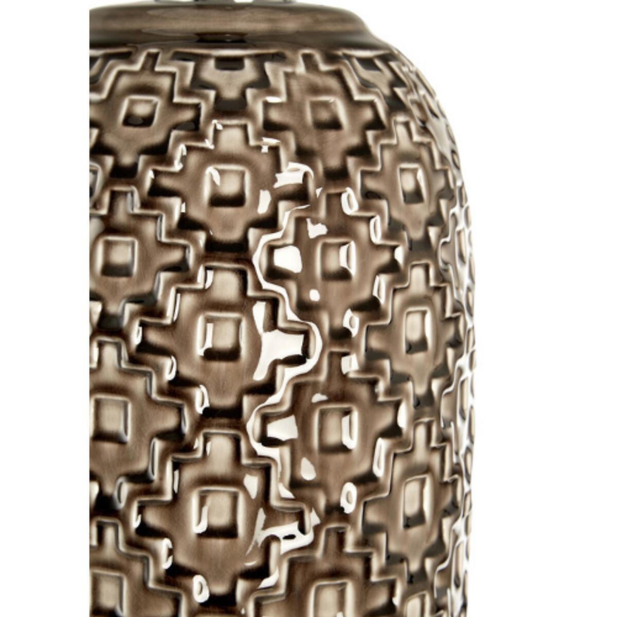 Reflective Geometric Ceramic with Linen Shade Table Lamp – image 3