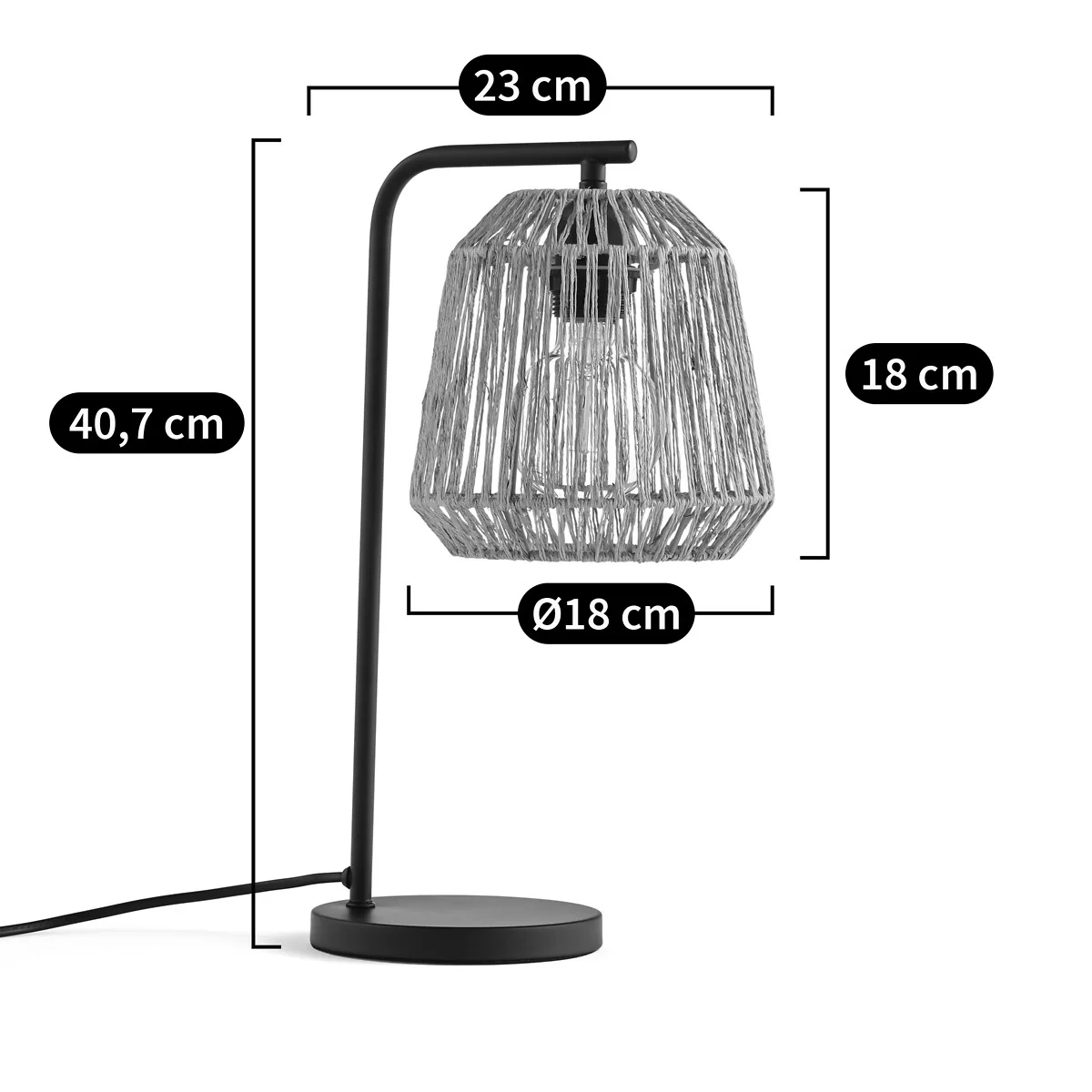 Yaku Table Lamp in Iron and Hemp – image 4