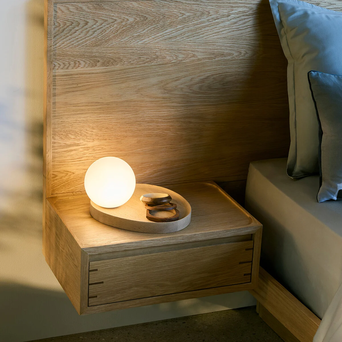 Hannasta Oak & Opaline Globe Table Lamp – image 2
