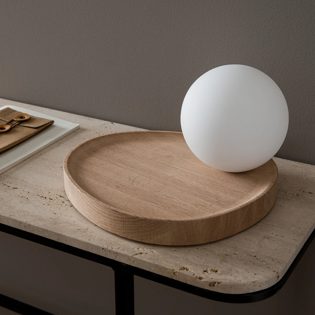 Hannasta Oak & Opaline Globe Table Lamp – image 3