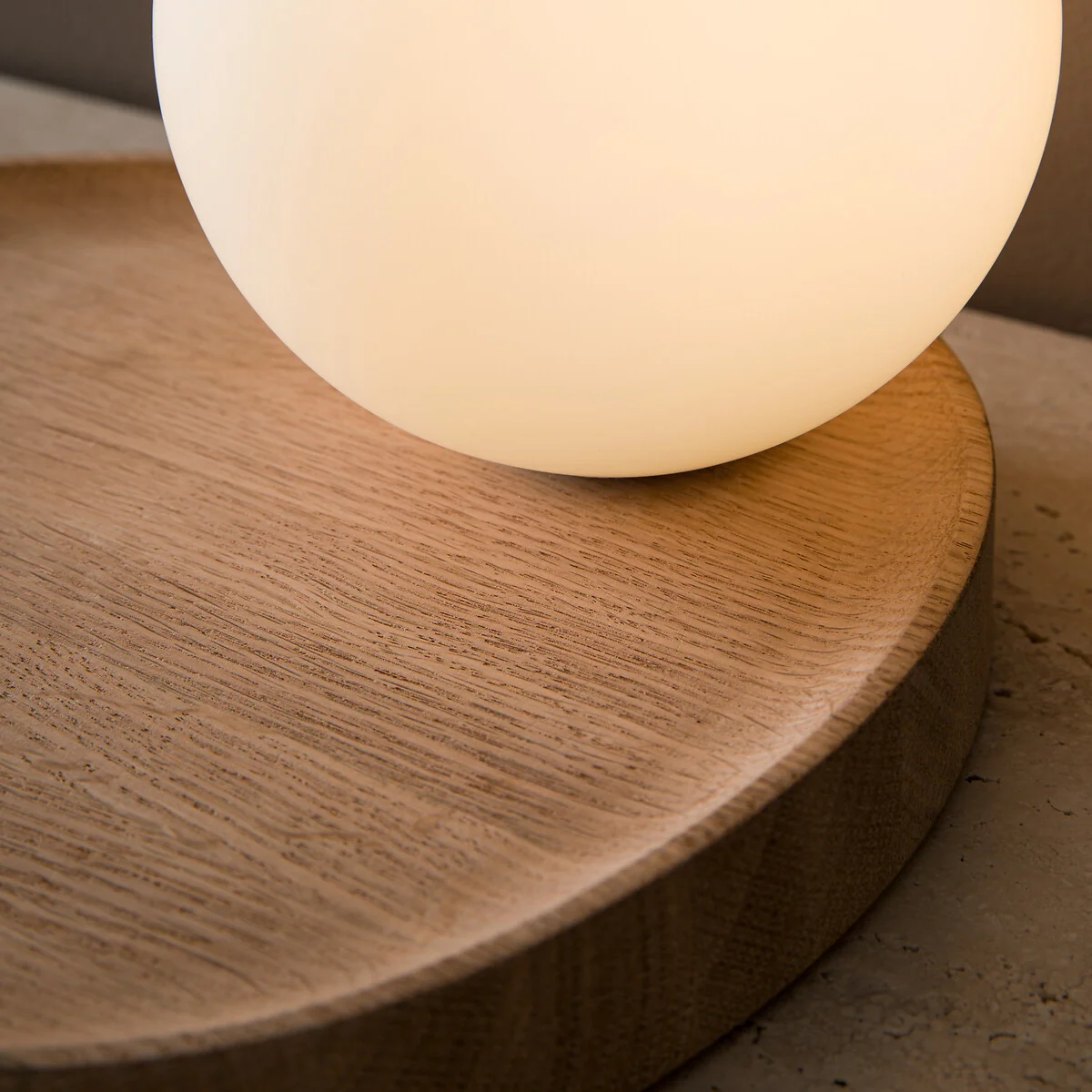 Hannasta Oak & Opaline Globe Table Lamp – image 4
