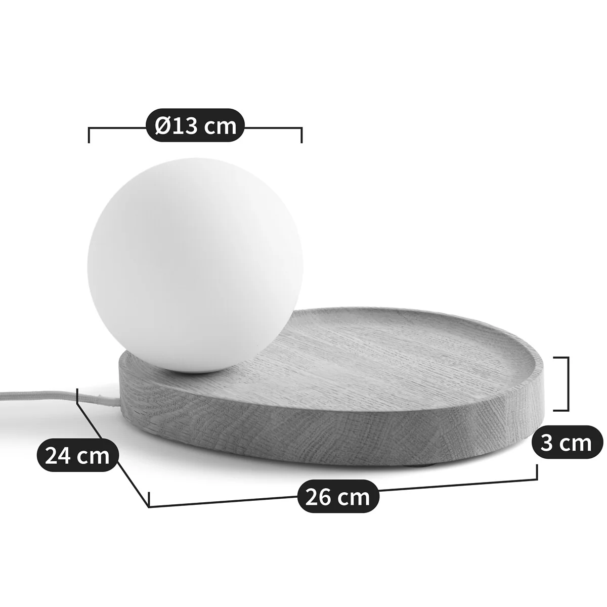 Hannasta Oak & Opaline Globe Table Lamp – image 7