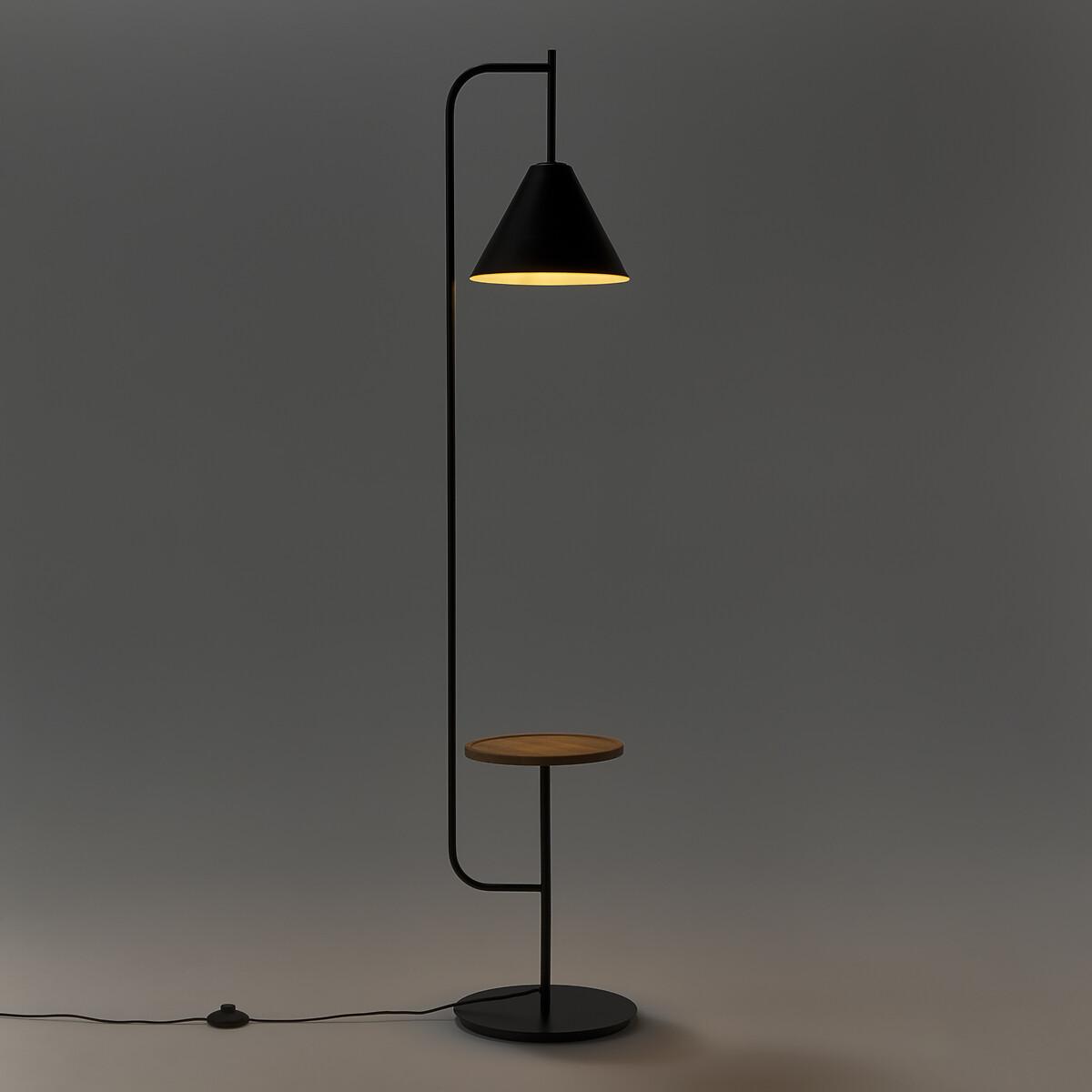 Mugli Metal Floor Lamp with Wooden Shelf – image 2