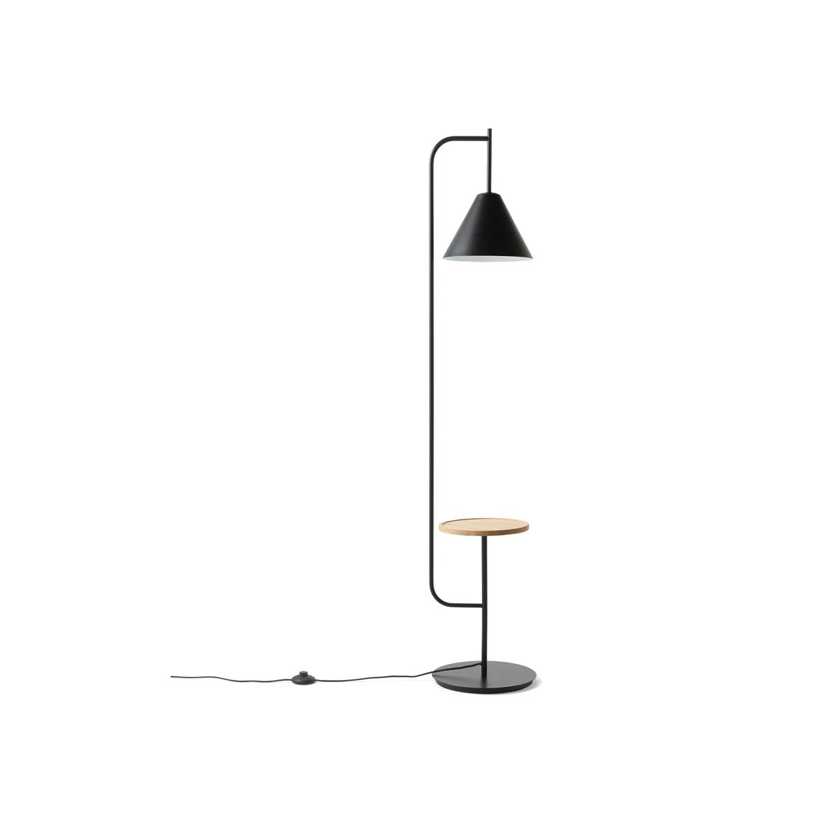 Mugli Metal Floor Lamp with Wooden Shelf – image 1