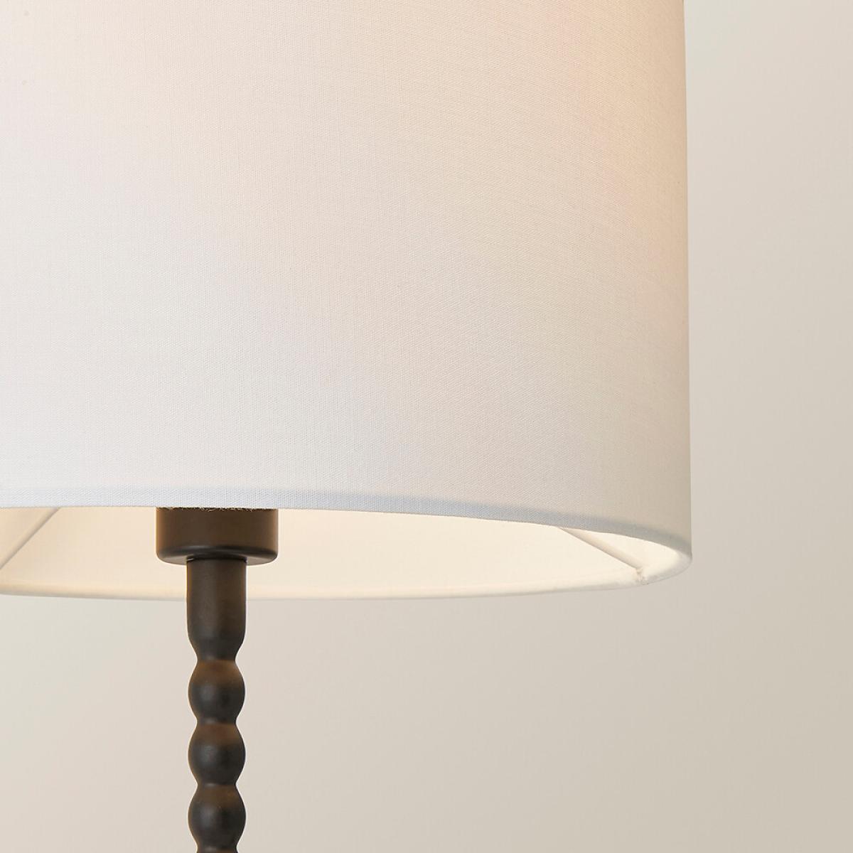 Matte Black Bobble Table Lamp with Fabric Drum Shade – image 4