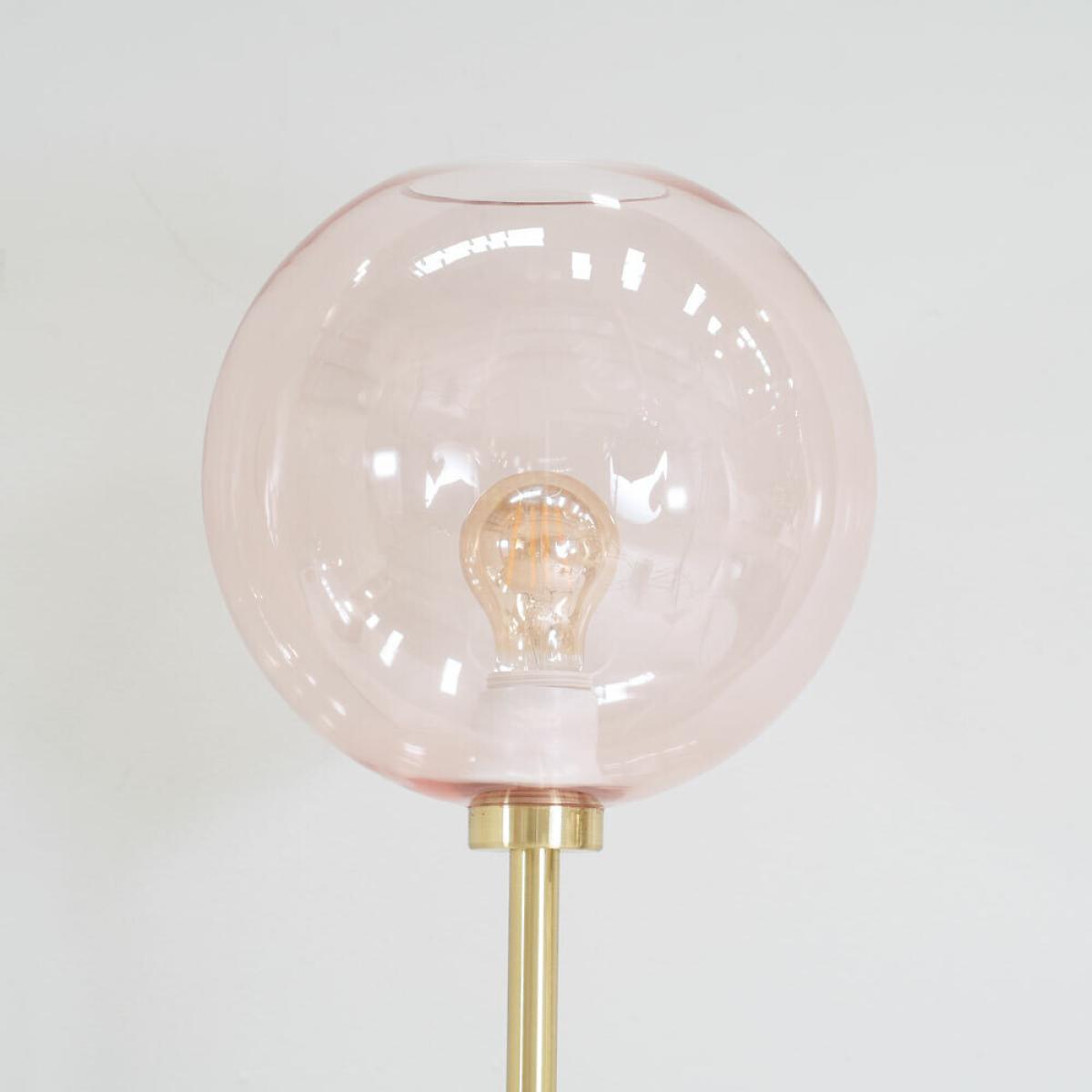 Brushed Gold and Pink Globe Floor Lamp – image 3