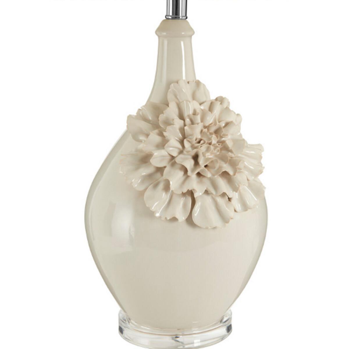 Off White Flower Blossom Ceramic Table Lamp – image 3