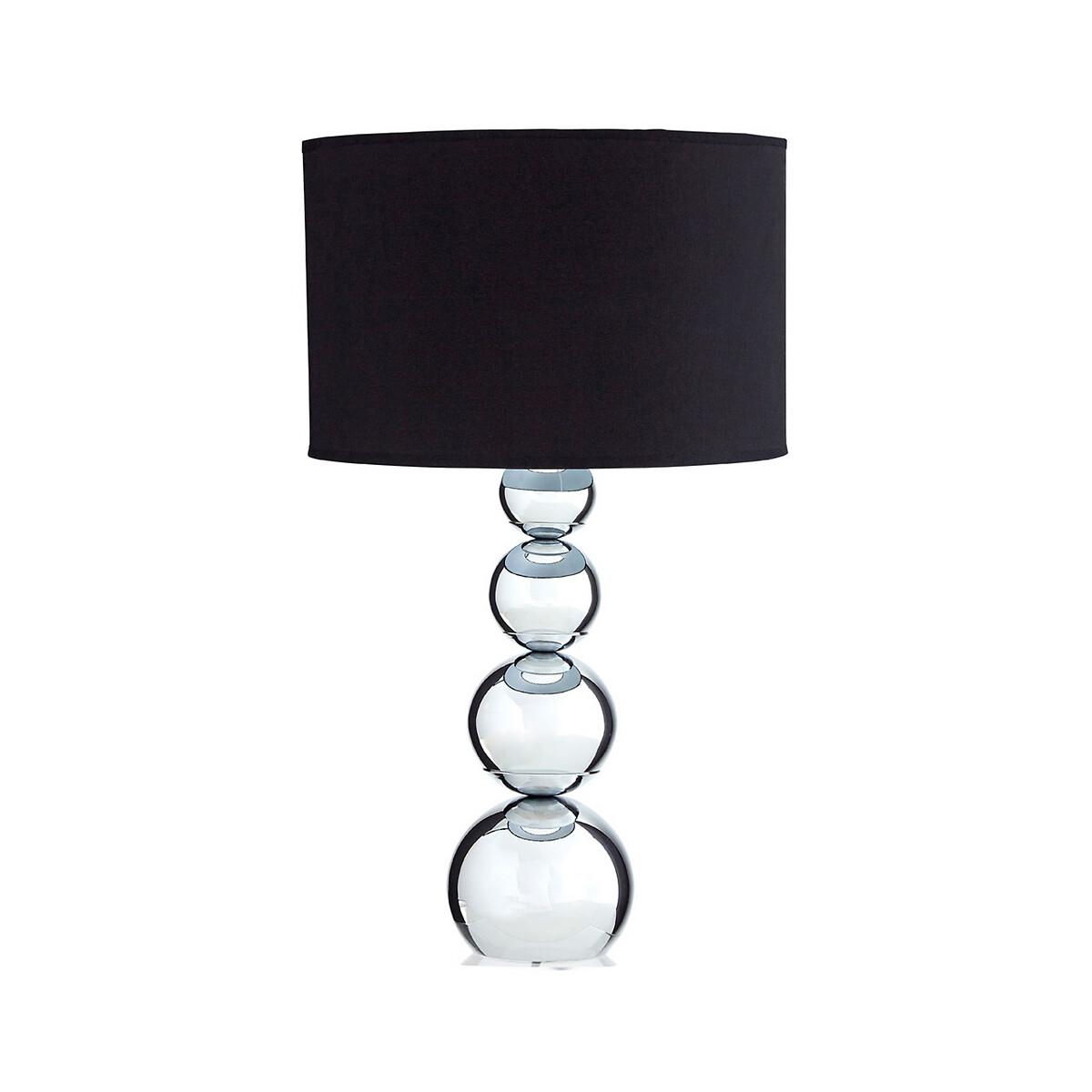 Chrome Base with Clear Orb Detail and Black Shade Table Lamp – image 2